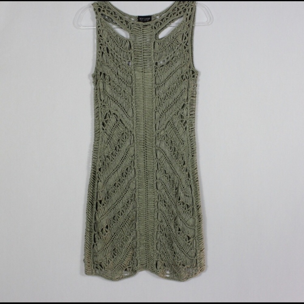 Topshop Macramé neck dress. Size 8